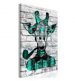 Cuadro - Giraffe with Pipe (1 Part) Vertical Green