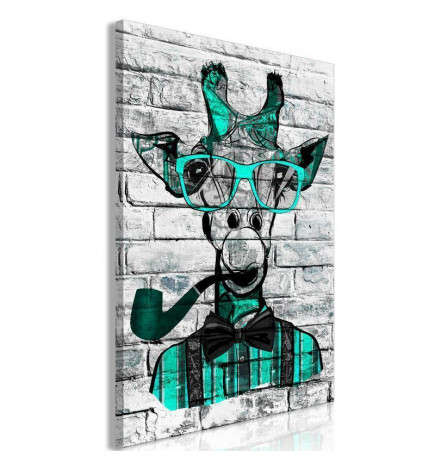 Canvas Print - Giraffe with Pipe (1 Part) Vertical Green