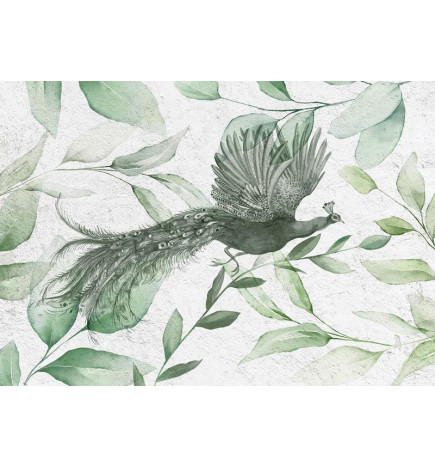 Fotobehang - Flight of a Peacock - Third Variant