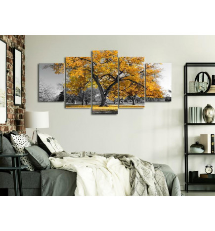 Canvas Print - Autumn in the Park (5 Parts) Wide Gold