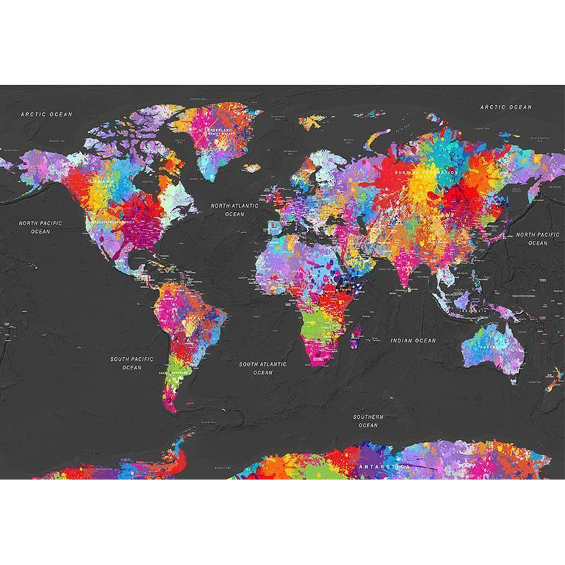 34,00 € Fotomural - World map - coloured continents with names in English on a grey background