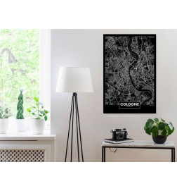 Canvas Print - Dark Map of Cologne (1 Part) Vertical