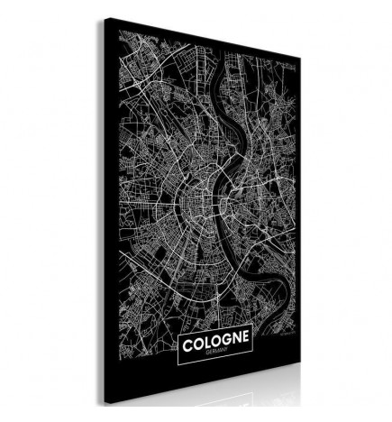 Canvas Print - Dark Map of Cologne (1 Part) Vertical