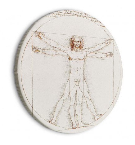 Pyöreä taulu - Vitruvian Man by Leonardo Da Vinci - A Drawing of the Proportions of a Man’s Body