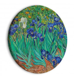 Apvalus paveikslas ant drobės - Irises by Vincent Van Gogh - Blue Flowers in the Meadow