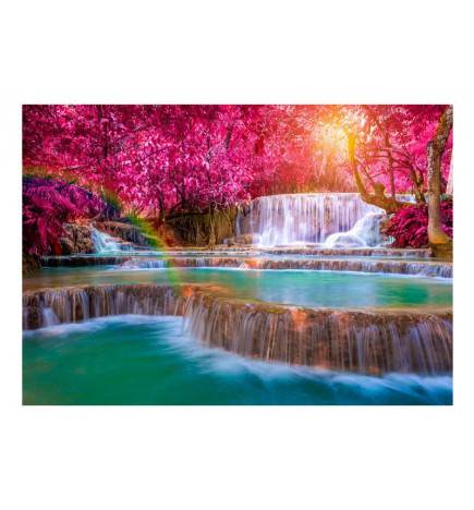 Fotomurale Adesivo con una cascata e alberi rosa Arredalacasa