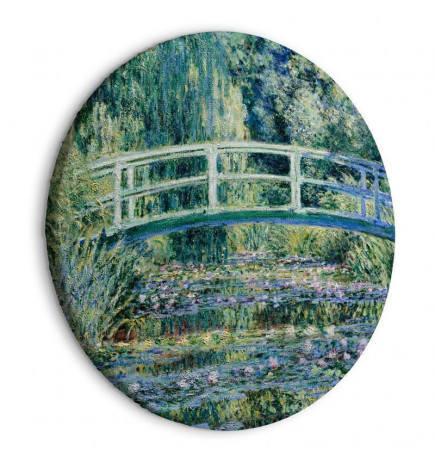 Okrogla slika - Bridge at Giverny Claude Monet - Spring Landscape of a Forest With a River