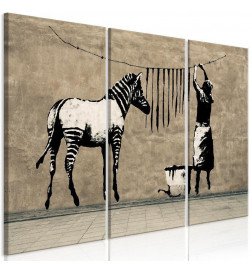 Schilderij - Banksy: Washing Zebra on Concrete (3 Parts)