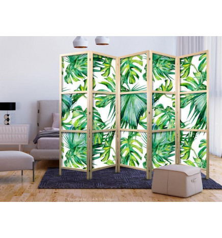 Japanese Room Divider - Monstera and Palm Leaves II