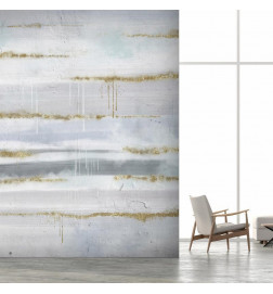 Mural de parede - Modernist background - abstract stripes pattern with gold patterns