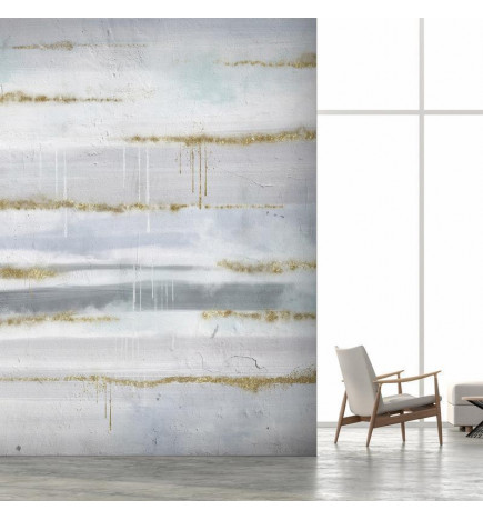 Fotobehang - Modernist background - abstract stripes pattern with gold patterns