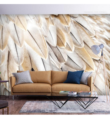 34,00 € Wall Mural - Close-up of birds wings - uniform close-up on beige bird feathers