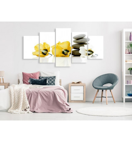 Canvas Print - Calm Mallow (5 Parts) Wide Yellow