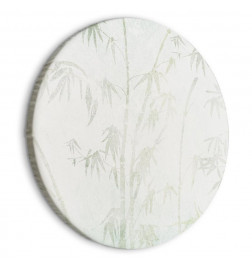 Quadro redondo - Bamboo forest - Delicate bamboo jungle in pastel colors of celadon and green on a light background/Jung
