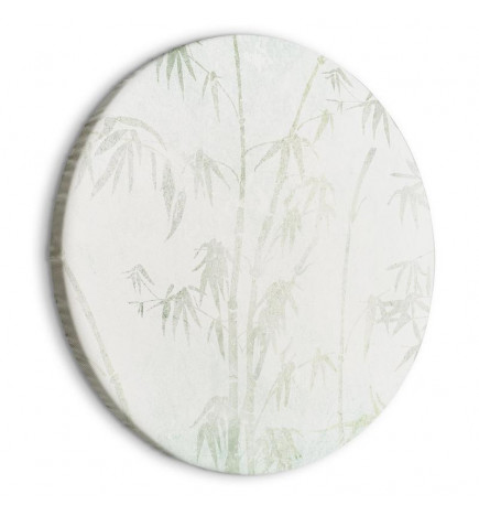 Cuadro redondo - Bamboo forest - Delicate bamboo jungle in pastel colors of celadon and green on a light background/Jung