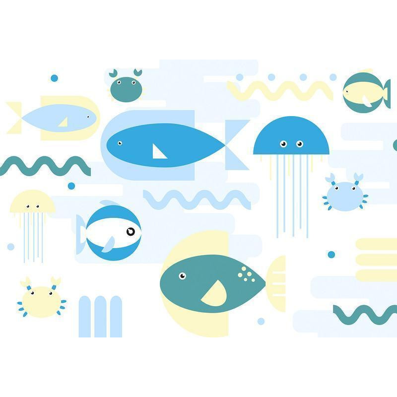 34,00 €Fotomurale - Animals in the sea - geometric blue fish in water for kids