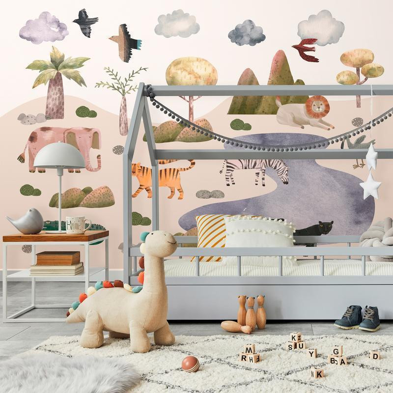 34,00 € Fototapete - Africa for Toddlers - Savannah Animals in Pastel Colours