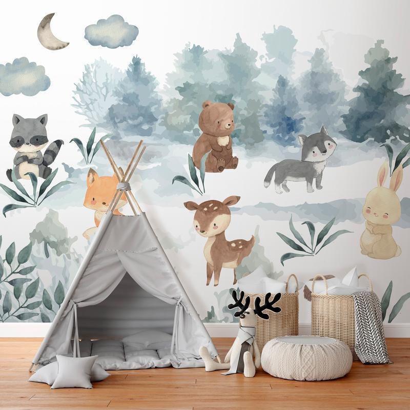 34,00 €Papier peint - Forest Games - Animals in a Forest Painted in Watercolours