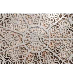 Wall Mural - Orient - grey geometrical composition in the mandala type on a beige background