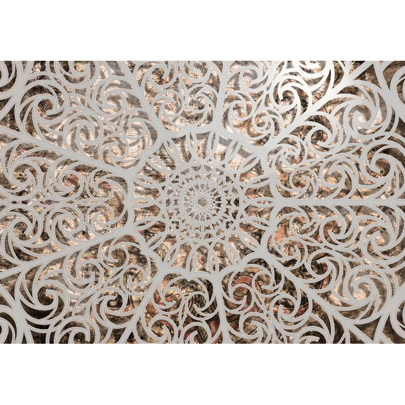 34,00 € Fotobehang - Orient - grey geometrical composition in the mandala type on a beige background