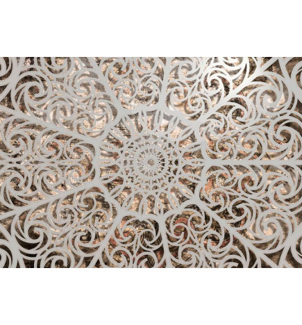 Foto tapete - Orient - grey geometrical composition in the mandala type on a beige background