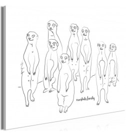 Cuadro - Animal Patrol (1-part) - Meerkats on Black and White Background