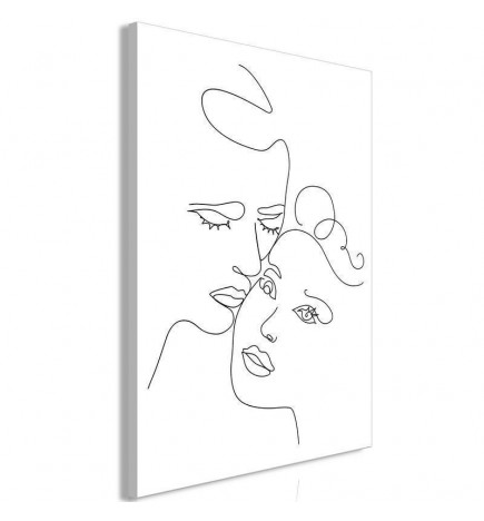 Canvas Print - Couple in Black and White (1-part) - Romantic Kiss Moment