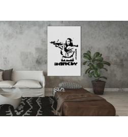 Canvas Print - Contrast Duel (1-part) - Banksy on Mural with Mona Lisa