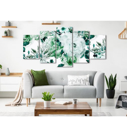 Canvas Print - Rose Composition (5 Parts) Wide Green