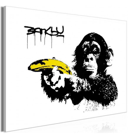 Leinwandbild - Banksy: Monkey with Banana (1 Part) Wide