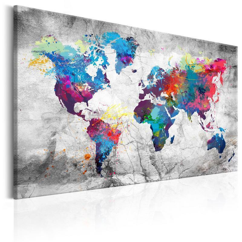 76,00 € Pilt korkplaadil - World Map: Grey Style