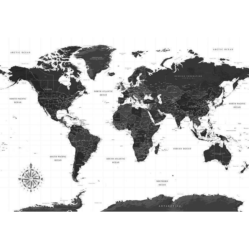 34,00 € Wall Mural - Black and White Map