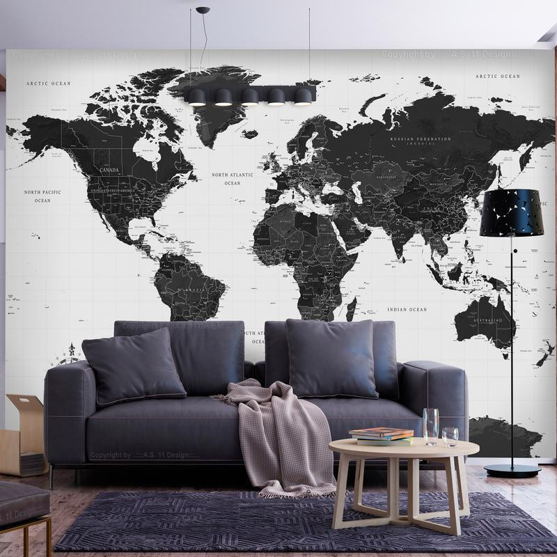 34,00 € Fototapete - Black and White Map