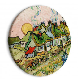 Tableau rond - Thatched Cottages in the Sunshine Reminiscence of the North (Vincent van Gogh)