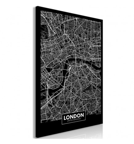 Schilderij - Dark Map of London (1 Part) Vertical