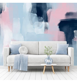 Mural de parede - Harmonious colours - abstract with blue and pink shapes