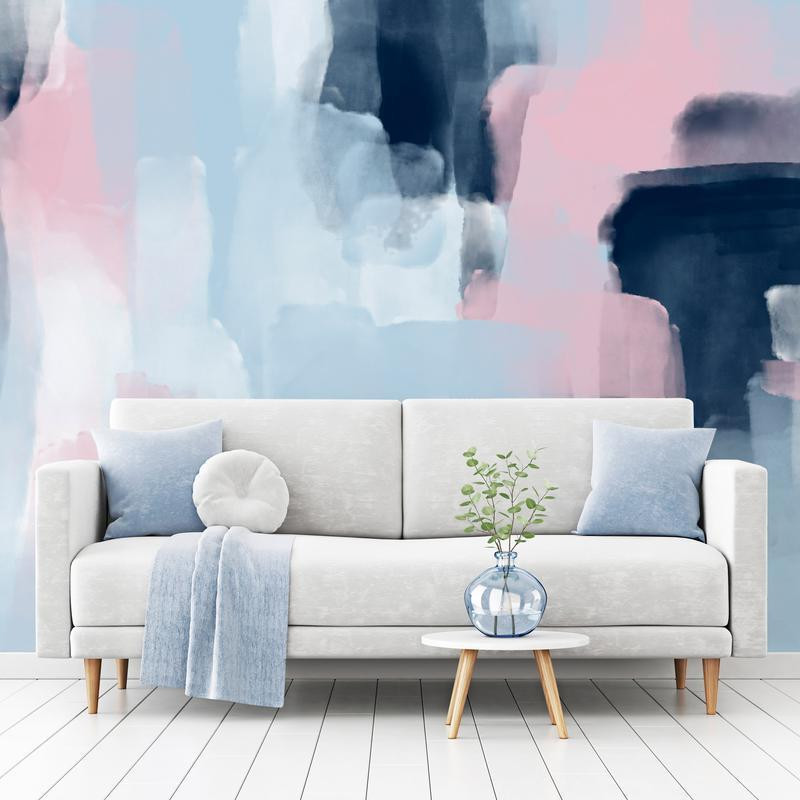 34,00 € Fotomural - Harmonious colours - abstract with blue and pink shapes