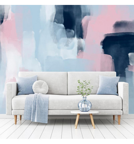 Wall Mural - Harmonious colours - abstract with blue and pink shapes