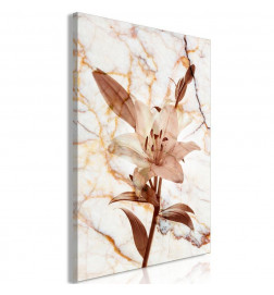 Canvas Print - Elegance of a Flower (1-part) - Delicate Lily on Marble in Sepia