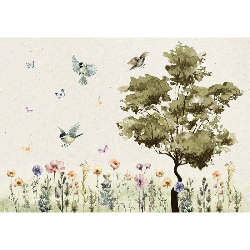 34,00 € Fotobehang - Spring Meadow - a Clearing With Flowers Painted in Watercolours