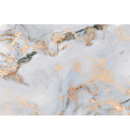 Mural de parede - White Stone - Elegant Marble With Golden Highlights