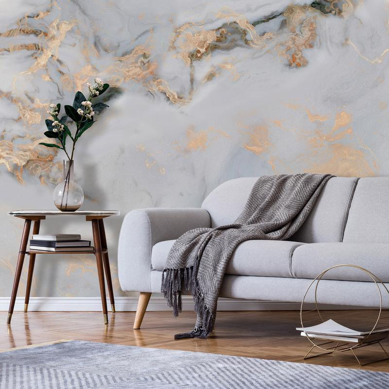 34,00 € Wall Mural - White Stone - Elegant Marble With Golden Highlights