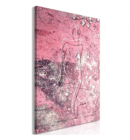 Quadro - Figure on Pink Background (1-part) - Female Silhouette in Marble