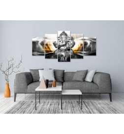 Canvas Print - Buddha Style (5 Parts) Silver Wide
