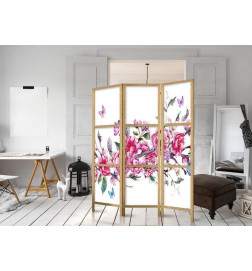 Japanese Room Divider - Style: Flowers and Butterflies
