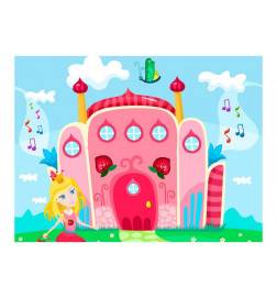 Fotomurale per bambini con un castello rosa - Arredalacasa