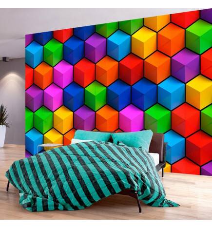 Self-adhesive Wallpaper - Colorful Geometric Boxes