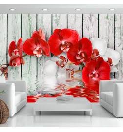 34,00 €Fotomurale con le orchidee rosse sul legno - Arredalacasa