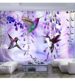 Papel de parede autocolante - Flying Hummingbirds (Violet)