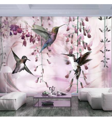 Wallpaper - Flying Hummingbirds (Pink)